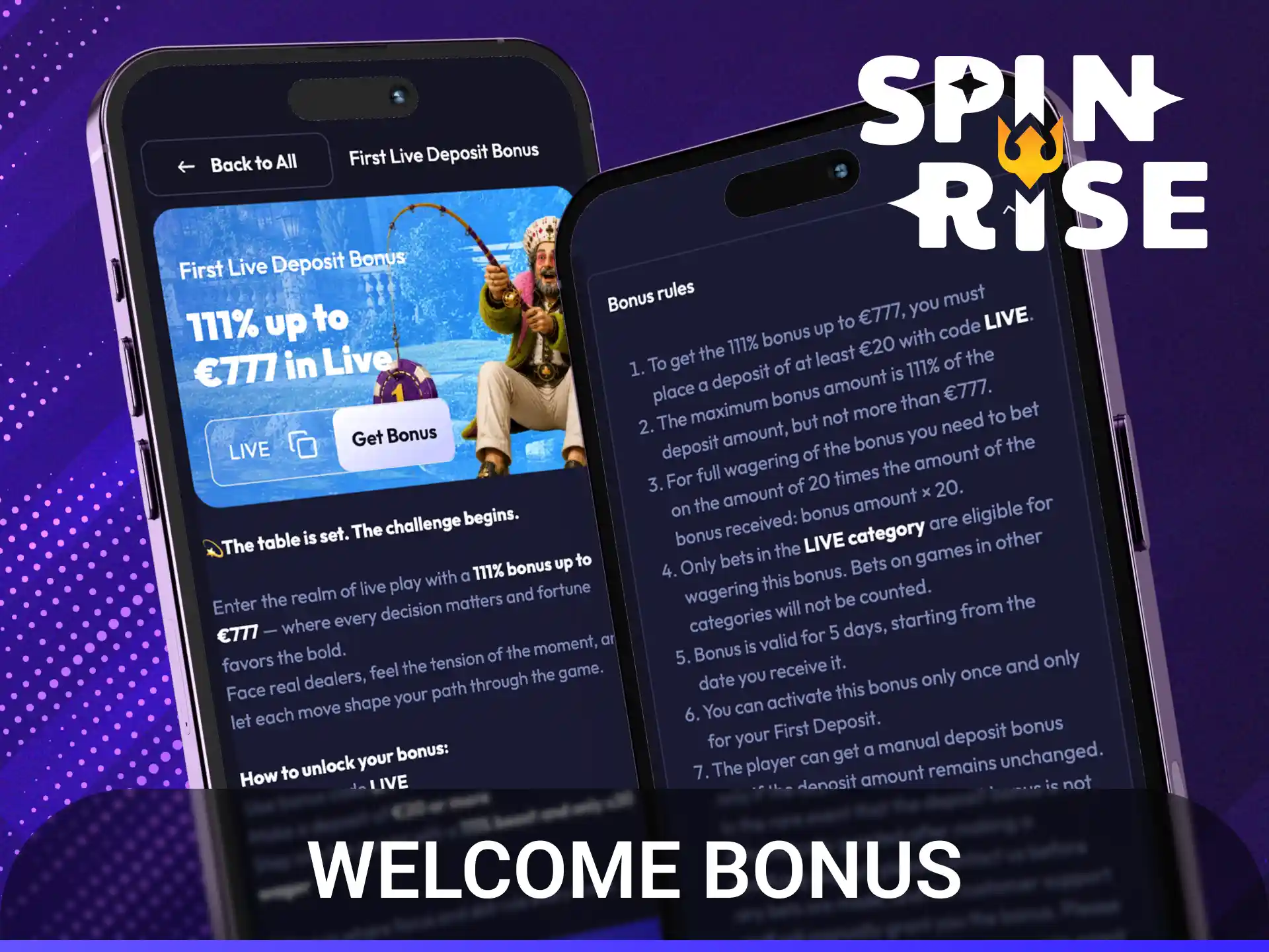 Claim the generous Spinrise welcome bonus to boost your mobile gaming balance.