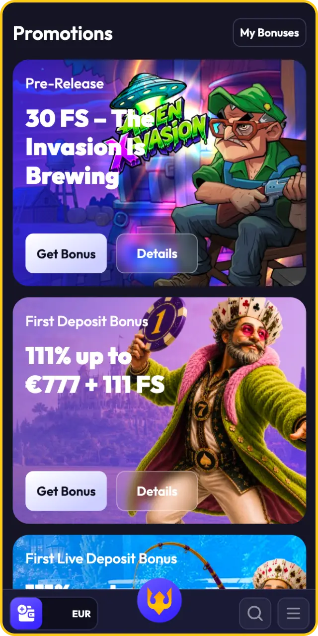 Pick the active promotional offer you want from your available Spinrise bonuses.