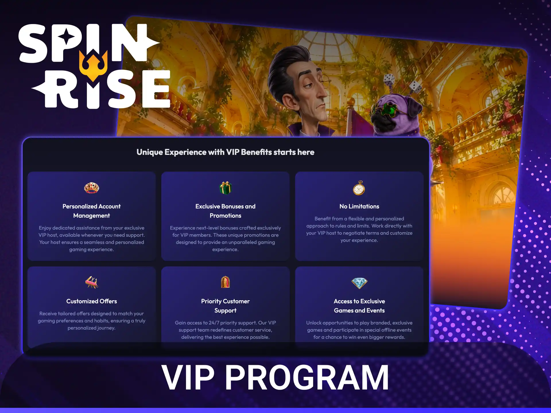 Become a loyal member to enjoy elite perks in the Spinrise loyalty program.