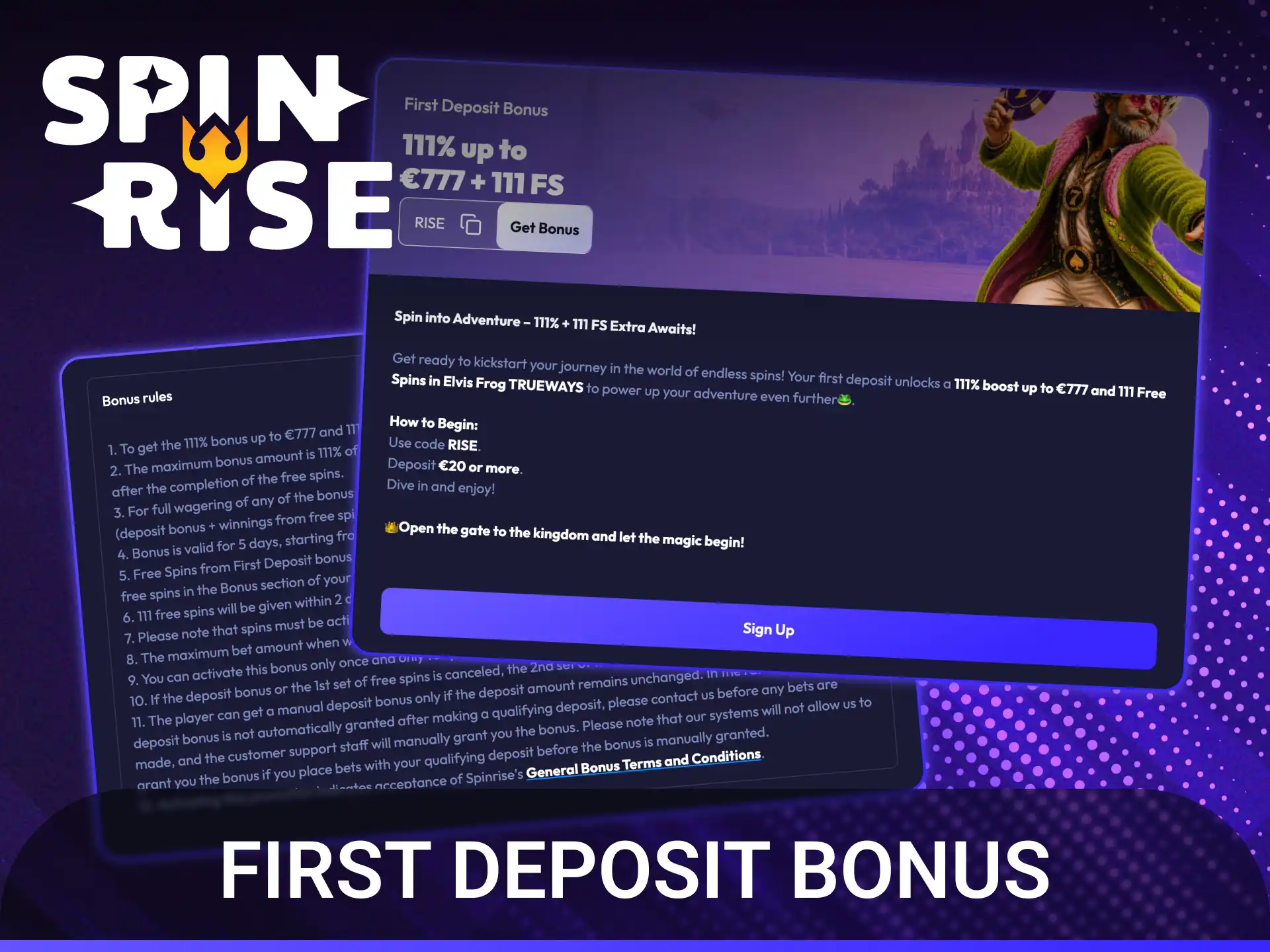 Claim your special welcome bonus when you place your first deposit on the platform.
