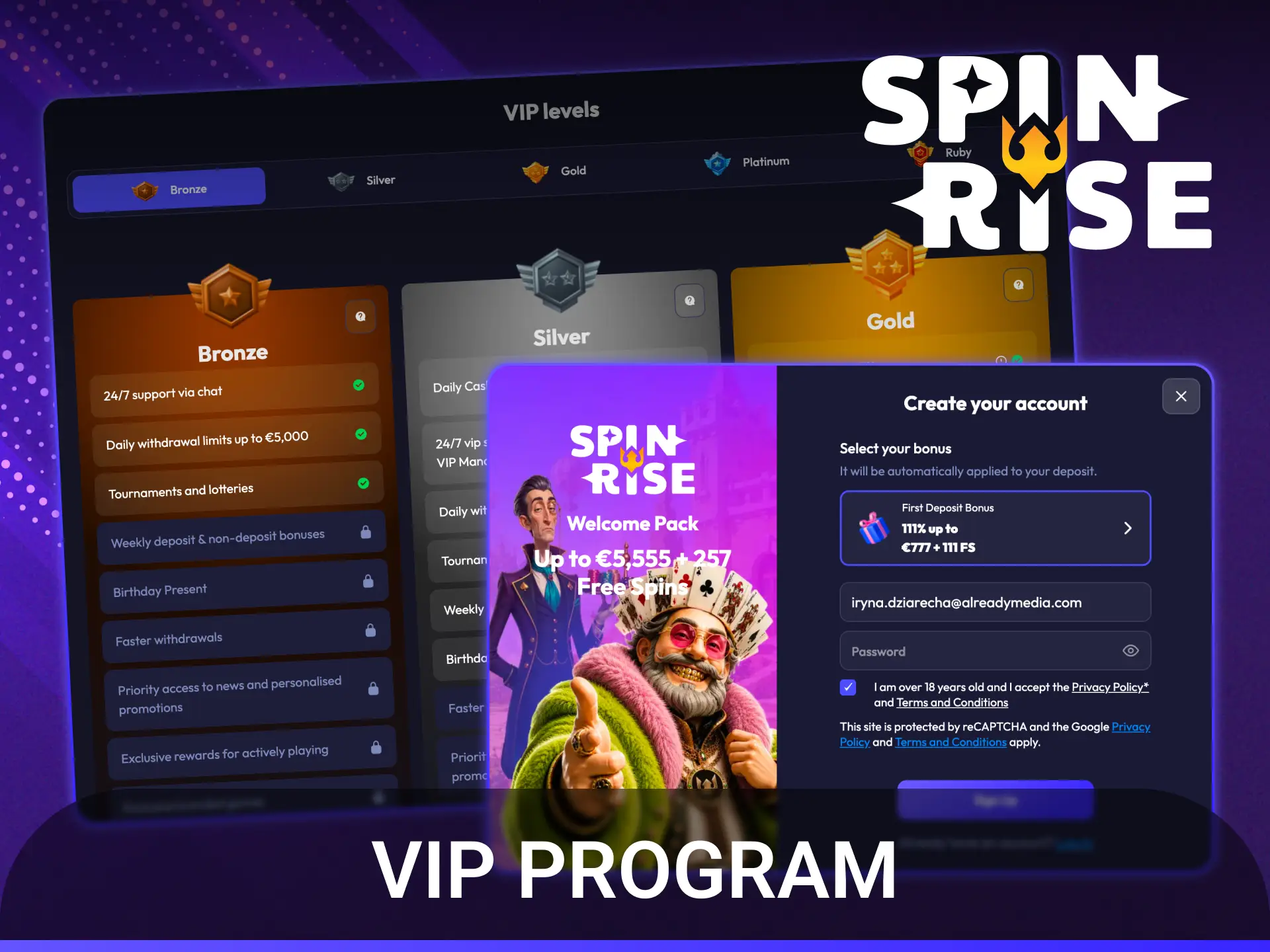 Sign up today to gain Spinrise registration benefits and unlock elite VIP status.