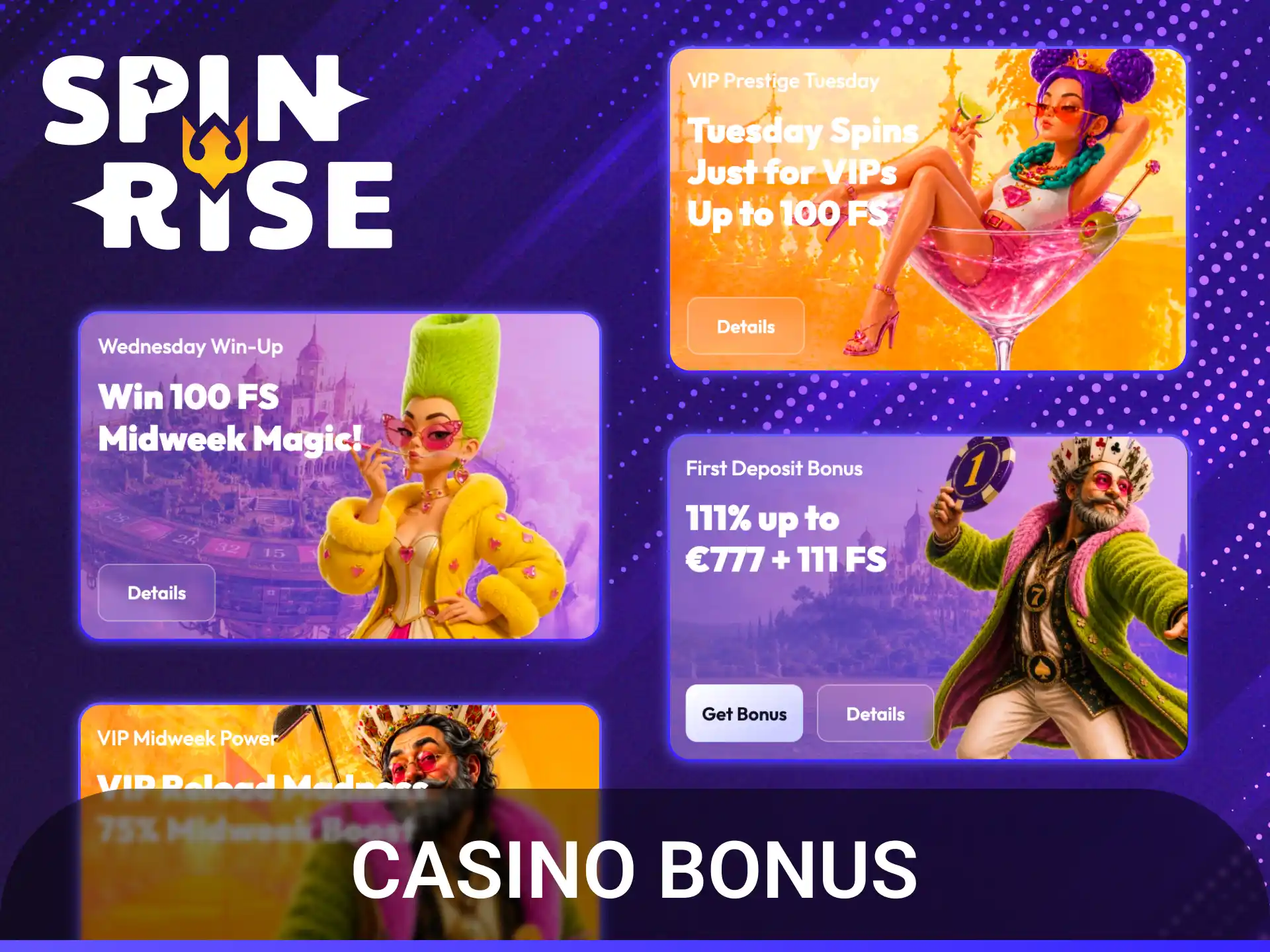 Claim an exclusive casino bonus to play top slot games at Spinrise today.
