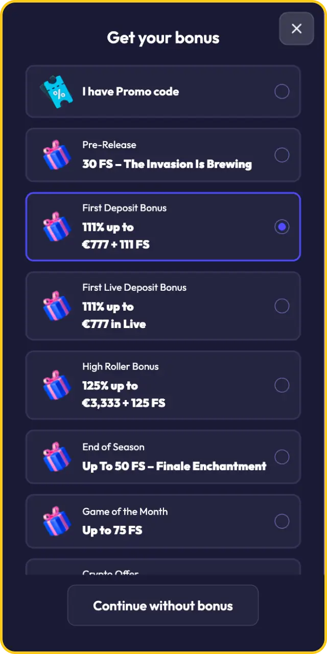Activate your welcome package to play top Spinrise slot games with extra funds.