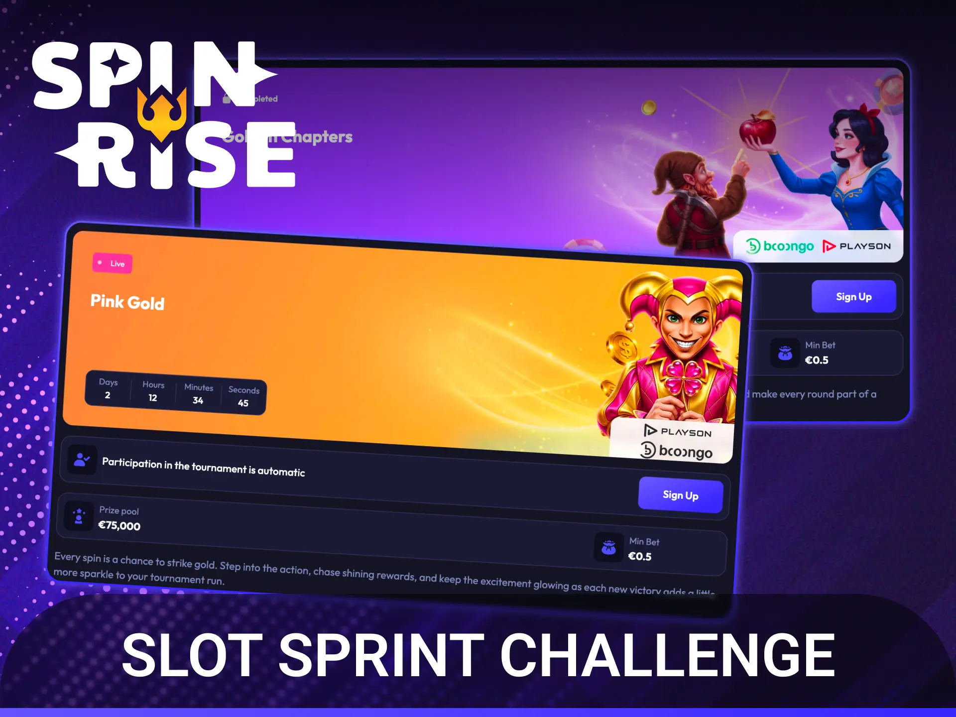 Join the seasonal tournament event to share massive Spinrise tournament rewards.
