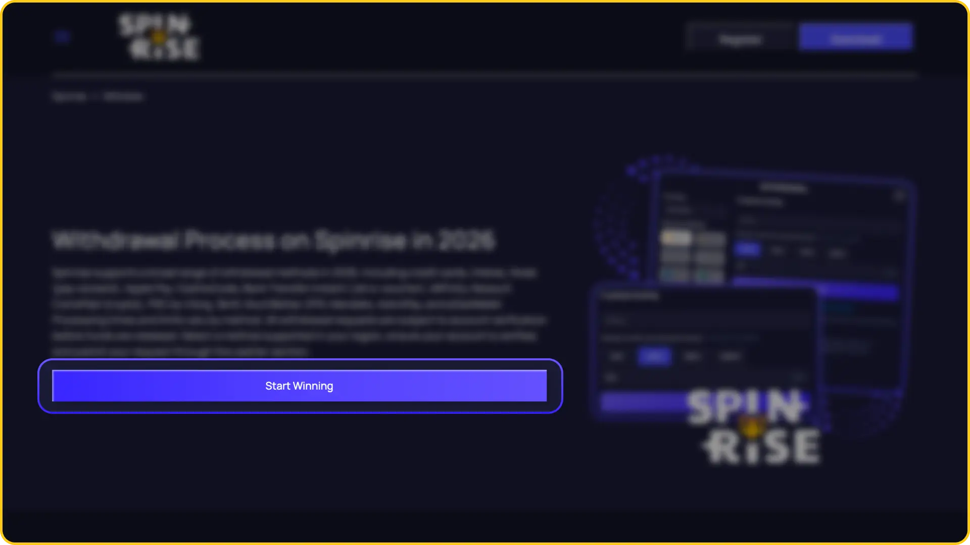 Navigate to the cashier tab to start your Spinrise withdrawal process.